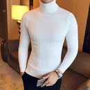 2019 Korean Slim Solid Color Turtleneck Sweater Mens Winter Long Sleeve Warm Knit Sweater Classic Solid Casual Bottoming Shirt
