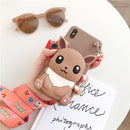 3D Cartoon Zipper Wallet soft Phone cover for iphone X XR XS 11 pro MAX 7 8 6S plus for samsung S9 S10 Note case