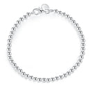 100% 925 Solid Real Sterling Silver Fashion 4mm Beads Chain Bracelet for Women 20cm For Teen Girls Lady Gift Women Fine Jewelry