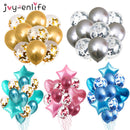 10/14pcs Metallic Balloons Heart Star Gold Confetti Balloon Birthday Party Decoration Kids Adult Air Balls globos Wedding Decor