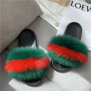 Real fox Fur Slippers Women Home Fluffy Sliders Comfort Furry Summer Flats Sweet Ladies Shoes Female Furry Indoor Flip Flops