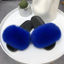 Real fox Fur Slippers Women Home Fluffy Sliders Comfort Furry Summer Flats Sweet Ladies Shoes Female Furry Indoor Flip Flops