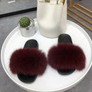 Real fox Fur Slippers Women Home Fluffy Sliders Comfort Furry Summer Flats Sweet Ladies Shoes Female Furry Indoor Flip Flops