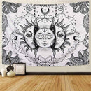 White Black Sun Moon Mandala Tapestry Wall Hanging Celestial Wall Tapestry Hippie Wall Carpets Dorm Decor Psychedelic Tapestry