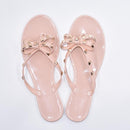 Hot 2019 Fashion Woman Flip Flops Summer Shoes Cool Beach Rivets big bow flat sandals Brand jelly shoes sandals girls size 36-41