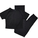 Seamless Women Vital Yoga Set Workout Shirts Sport Pants Bra Gym Clothing Short Crop Top High Waist Running Leggings Sports Set