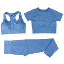 Seamless Women Vital Yoga Set Workout Shirts Sport Pants Bra Gym Clothing Short Crop Top High Waist Running Leggings Sports Set