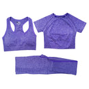 Seamless Women Vital Yoga Set Workout Shirts Sport Pants Bra Gym Clothing Short Crop Top High Waist Running Leggings Sports Set