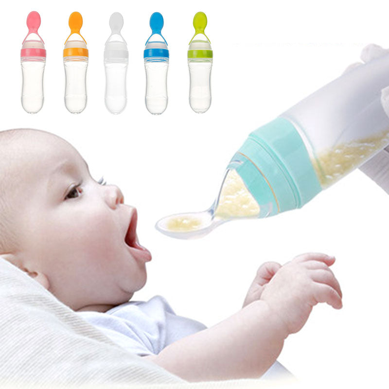 Buy Wholesale China Bpa Free Silicone Baby Food Feeder Colorful Pacifier Baby  Feeder Silicone Spoon & Baby Silicone Squeezing Feeding Spoon at USD 3