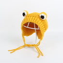 Solid color Cartoon frog knitted hat winter warm hat Skullies cap beanie hat for kid boy and girl 75