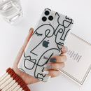 Abstract Clear Cartoon Phone Case For iPhone SE 2020 11 Pro Max X XR Xs Max 6 6S 7 8 Plus
