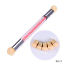 1 Pc Double-ended Gradient Shading Pen Dotting Brush Sponge Head Rhinestone Handle Nail Art Brush Nail Art Painting Tool