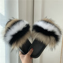 Real fox Fur Slippers Women Home Fluffy Sliders Comfort Furry Summer Flats Sweet Ladies Shoes Female Furry Indoor Flip Flops