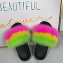 Real fox Fur Slippers Women Home Fluffy Sliders Comfort Furry Summer Flats Sweet Ladies Shoes Female Furry Indoor Flip Flops