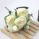 1 Bouquet 9 heads Artificial Peony Tea Rose Flowers Camellia Silk Fake Flower flores for DIY Home Garden Wedding Decoration