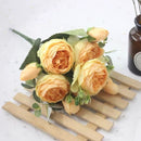 1 Bouquet 9 heads Artificial Peony Tea Rose Flowers Camellia Silk Fake Flower flores for DIY Home Garden Wedding Decoration