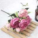 1 Bouquet 9 heads Artificial Peony Tea Rose Flowers Camellia Silk Fake Flower flores for DIY Home Garden Wedding Decoration