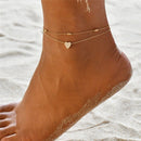 S054 Bohemian Silver Color Anklet Bracelet On The Leg Fashion Heart Female Anklets Barefoot For Women Leg Chain Beach Foot Jewel