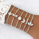 31 Styles Boho Mixed Leaves Letter Map Geometric Crystal Infinity Pentagram Shell Multi-layer Chain Bracelet Women Wholesale
