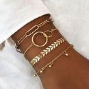 31 Styles Boho Mixed Leaves Letter Map Geometric Crystal Infinity Pentagram Shell Multi-layer Chain Bracelet Women Wholesale