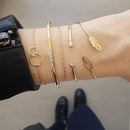 31 Styles Boho Mixed Leaves Letter Map Geometric Crystal Infinity Pentagram Shell Multi-layer Chain Bracelet Women Wholesale