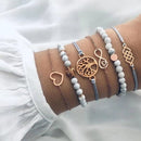 31 Styles Boho Mixed Leaves Letter Map Geometric Crystal Infinity Pentagram Shell Multi-layer Chain Bracelet Women Wholesale