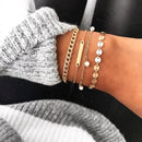31 Styles Boho Mixed Leaves Letter Map Geometric Crystal Infinity Pentagram Shell Multi-layer Chain Bracelet Women Wholesale