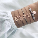 31 Styles Boho Mixed Leaves Letter Map Geometric Crystal Infinity Pentagram Shell Multi-layer Chain Bracelet Women Wholesale
