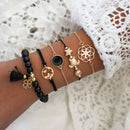 31 Styles Boho Mixed Leaves Letter Map Geometric Crystal Infinity Pentagram Shell Multi-layer Chain Bracelet Women Wholesale