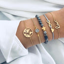 31 Styles Boho Mixed Leaves Letter Map Geometric Crystal Infinity Pentagram Shell Multi-layer Chain Bracelet Women Wholesale