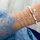 31 Styles Boho Mixed Leaves Letter Map Geometric Crystal Infinity Pentagram Shell Multi-layer Chain Bracelet Women Wholesale