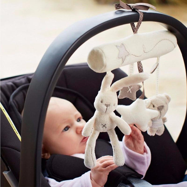 Rabbit baby hanging bed safety seat plush toy Hand Bell Multifunctional Plush Toy Stroller Mobile Gifts