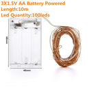 2M 5M10M Strip Light Led String Light Cooper Wire 3AA battery Christmas Light For Garland Holiday Fairy Wedding Party Decoration