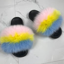 Real fox Fur Slippers Women Home Fluffy Sliders Comfort Furry Summer Flats Sweet Ladies Shoes Female Furry Indoor Flip Flops