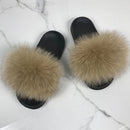 Real fox Fur Slippers Women Home Fluffy Sliders Comfort Furry Summer Flats Sweet Ladies Shoes Female Furry Indoor Flip Flops