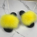 Real fox Fur Slippers Women Home Fluffy Sliders Comfort Furry Summer Flats Sweet Ladies Shoes Female Furry Indoor Flip Flops