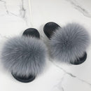 Real fox Fur Slippers Women Home Fluffy Sliders Comfort Furry Summer Flats Sweet Ladies Shoes Female Furry Indoor Flip Flops