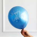 10pcs 12inch Chrome metallic latex balloons happy birthday printed pattern ballon helium metal globos birthday party decorations