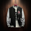 2020 New Arrival Letter Rib Sleeve Cotton Embroidery Logo Single Breasted Casual Bomber Baseball Jacket Loose Cardigan Coat
