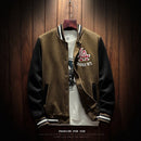 2020 New Arrival Letter Rib Sleeve Cotton Embroidery Logo Single Breasted Casual Bomber Baseball Jacket Loose Cardigan Coat