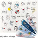 1 Sheet Russian text Nail Watermark Decals Sexy lips Middle finger Sexy girl Water Transfer Slider Russia Words Manicure Tattoos