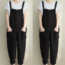 4XL Womens Sleeveless Dungarees Rompers Cotton Linen Jumpsuit Loose Preppy Style Pants Casual Pocket Overalls Playsuits