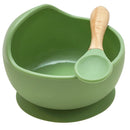 22colors!!1set Silicone Baby Feeding Bowl Set Baby Learning Dishes Suction Bowl Set Wood Spoon Non-Slip