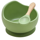 22colors!!1set Silicone Baby Feeding Bowl Set Baby Learning Dishes Suction Bowl Set Wood Spoon Non-Slip