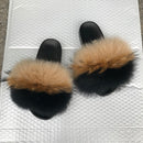 Real fox Fur Slippers Women Home Fluffy Sliders Comfort Furry Summer Flats Sweet Ladies Shoes Female Furry Indoor Flip Flops