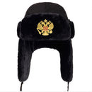 Soviet Army Military Badge Russia Ushanka Bomber Hats Pilot Trapper Aviator Cap Winter Faux Rabbit Fur Earflap Snow Caps hat