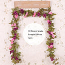 Hot 2M Wisteria Artificial Flower Vine Wreath Wedding Arch Decoration Fake Plant Leaf Rattan Trailing Fake Flower Ivy Wall