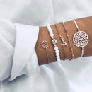 31 Styles Boho Mixed Leaves Letter Map Geometric Crystal Infinity Pentagram Shell Multi-layer Chain Bracelet Women Wholesale