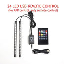 LED Car Foot Light Ambient Lamp With USB Wireless Remote Music Control Multiple Modes Automotive Interior Decorative Lights