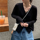 Cardigan Women Korean Long Sleeve Cardigan Summer Cropped Cardigan Knitted V neck Thin Ice Silk Sweaters Sunscreen Shirt Tops